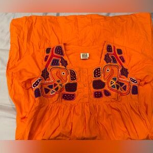 My Name Is Panama Orange Dress with Colorful Embroidery
